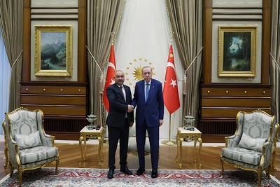 TÜRKIYE CUMHURBAŞKANI ERDOĞAN, KIRGIZISTAN PARLAMENTOSU BAŞKANI TURGUNBEK UULU’YU KABUL ETTI